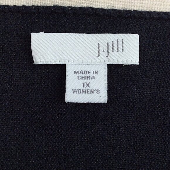 J JIll Linen Blend Open Cardigan Sweater Women's 1X (Tag) XL (Fit) Navy Blue - Picture 10 of 11